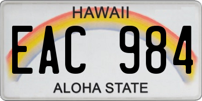 HI license plate EAC984