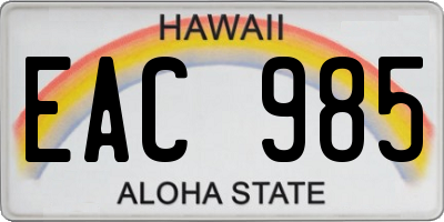 HI license plate EAC985