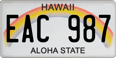 HI license plate EAC987
