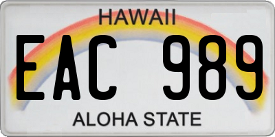 HI license plate EAC989