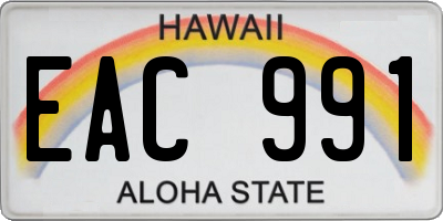 HI license plate EAC991