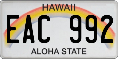 HI license plate EAC992