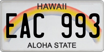 HI license plate EAC993