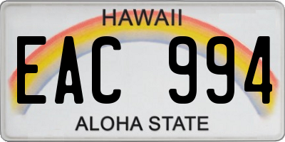 HI license plate EAC994