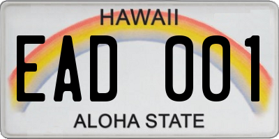 HI license plate EAD001