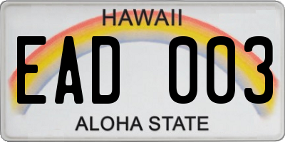HI license plate EAD003