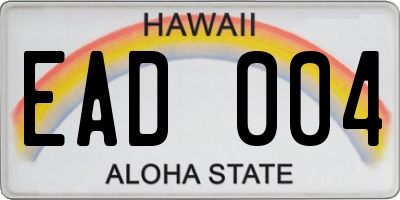 HI license plate EAD004