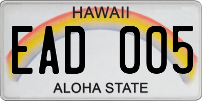 HI license plate EAD005