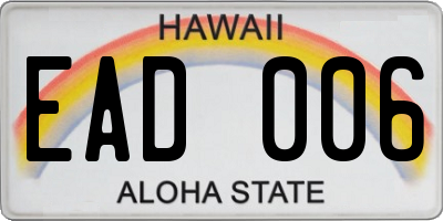 HI license plate EAD006