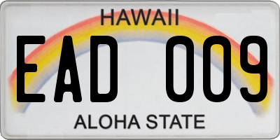 HI license plate EAD009