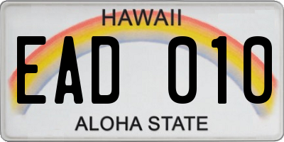 HI license plate EAD010