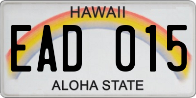 HI license plate EAD015