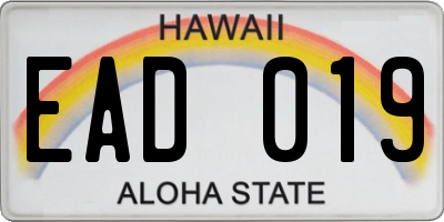 HI license plate EAD019