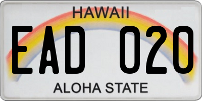 HI license plate EAD020