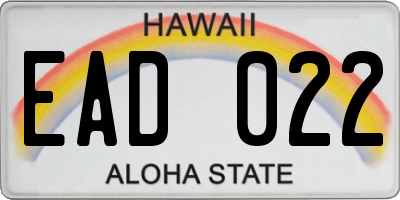 HI license plate EAD022