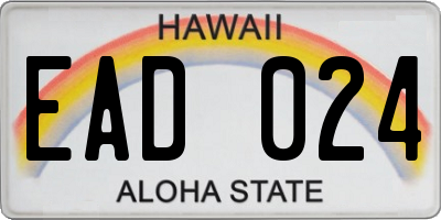 HI license plate EAD024