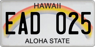 HI license plate EAD025