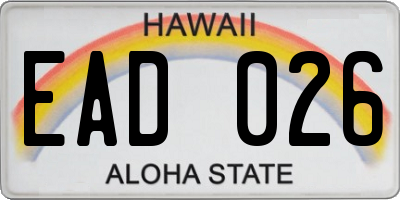 HI license plate EAD026