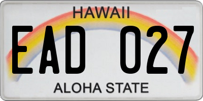 HI license plate EAD027