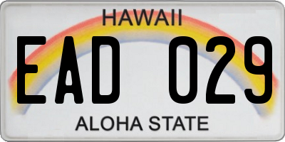 HI license plate EAD029