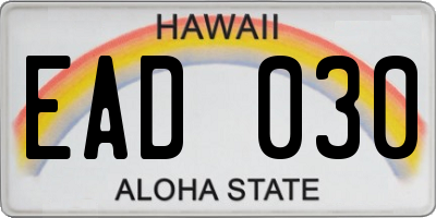 HI license plate EAD030