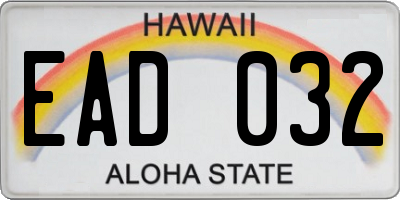HI license plate EAD032