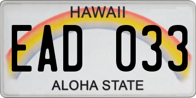 HI license plate EAD033