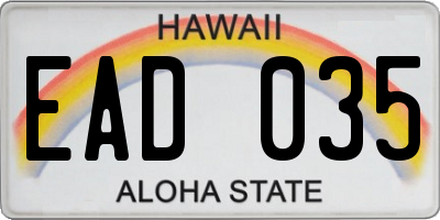 HI license plate EAD035