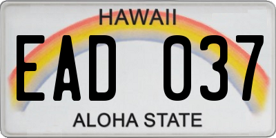 HI license plate EAD037