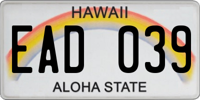 HI license plate EAD039