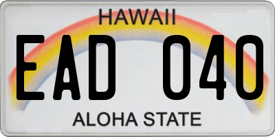 HI license plate EAD040