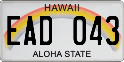 HI license plate EAD043