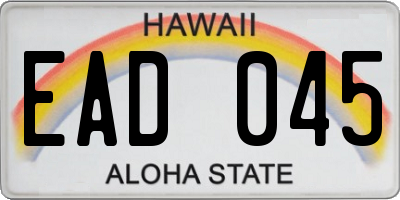 HI license plate EAD045