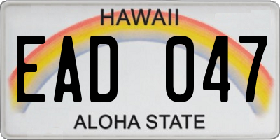 HI license plate EAD047