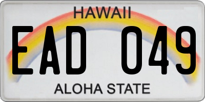 HI license plate EAD049