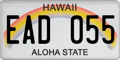 HI license plate EAD055