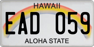 HI license plate EAD059