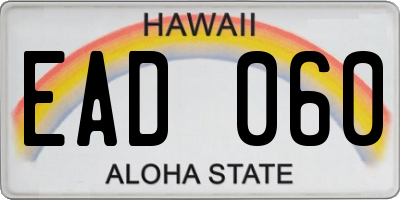 HI license plate EAD060