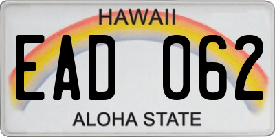 HI license plate EAD062