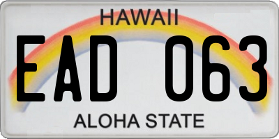 HI license plate EAD063