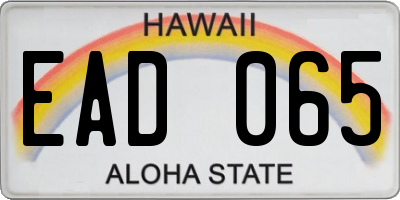 HI license plate EAD065