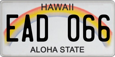 HI license plate EAD066