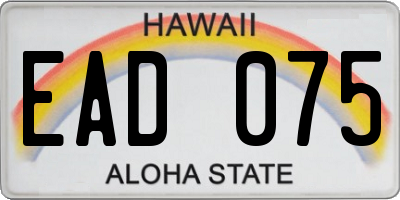 HI license plate EAD075