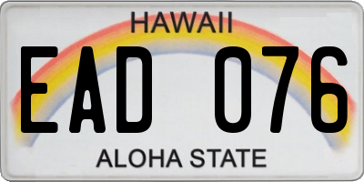 HI license plate EAD076