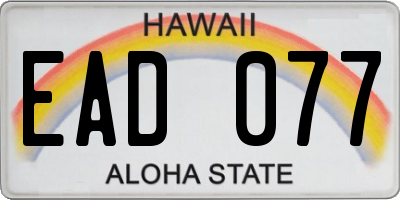 HI license plate EAD077