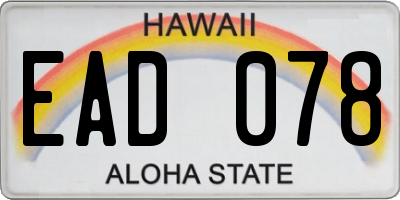 HI license plate EAD078