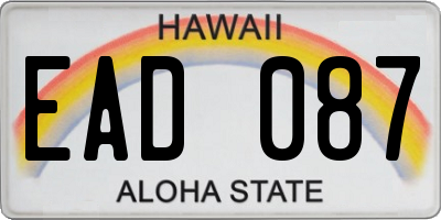 HI license plate EAD087