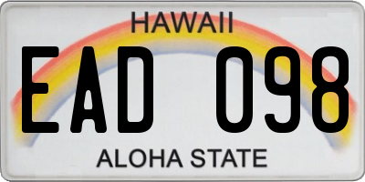 HI license plate EAD098