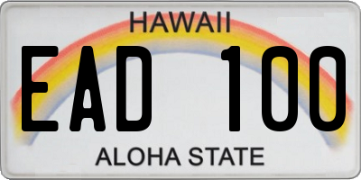 HI license plate EAD100