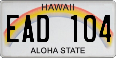 HI license plate EAD104